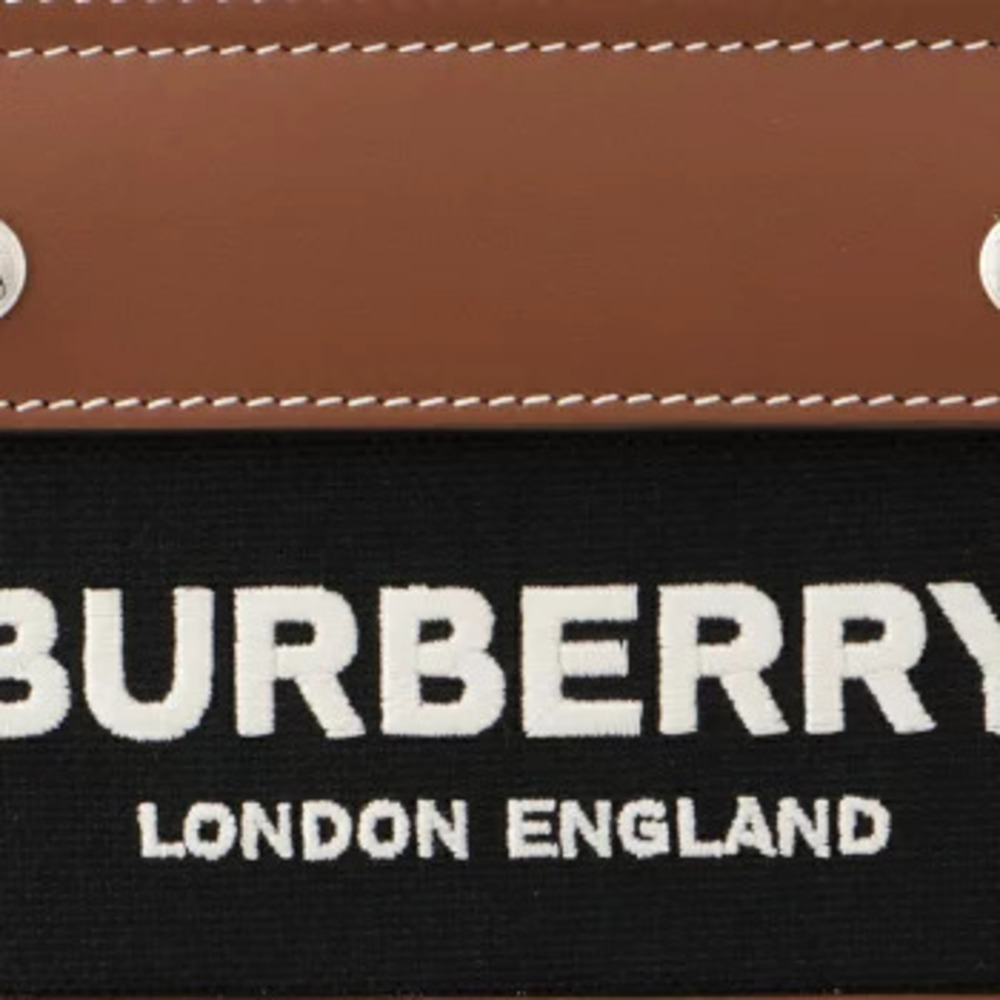 Burberry tote bag two tone canvas leather Freya shoulder black - Picture 5 of 8